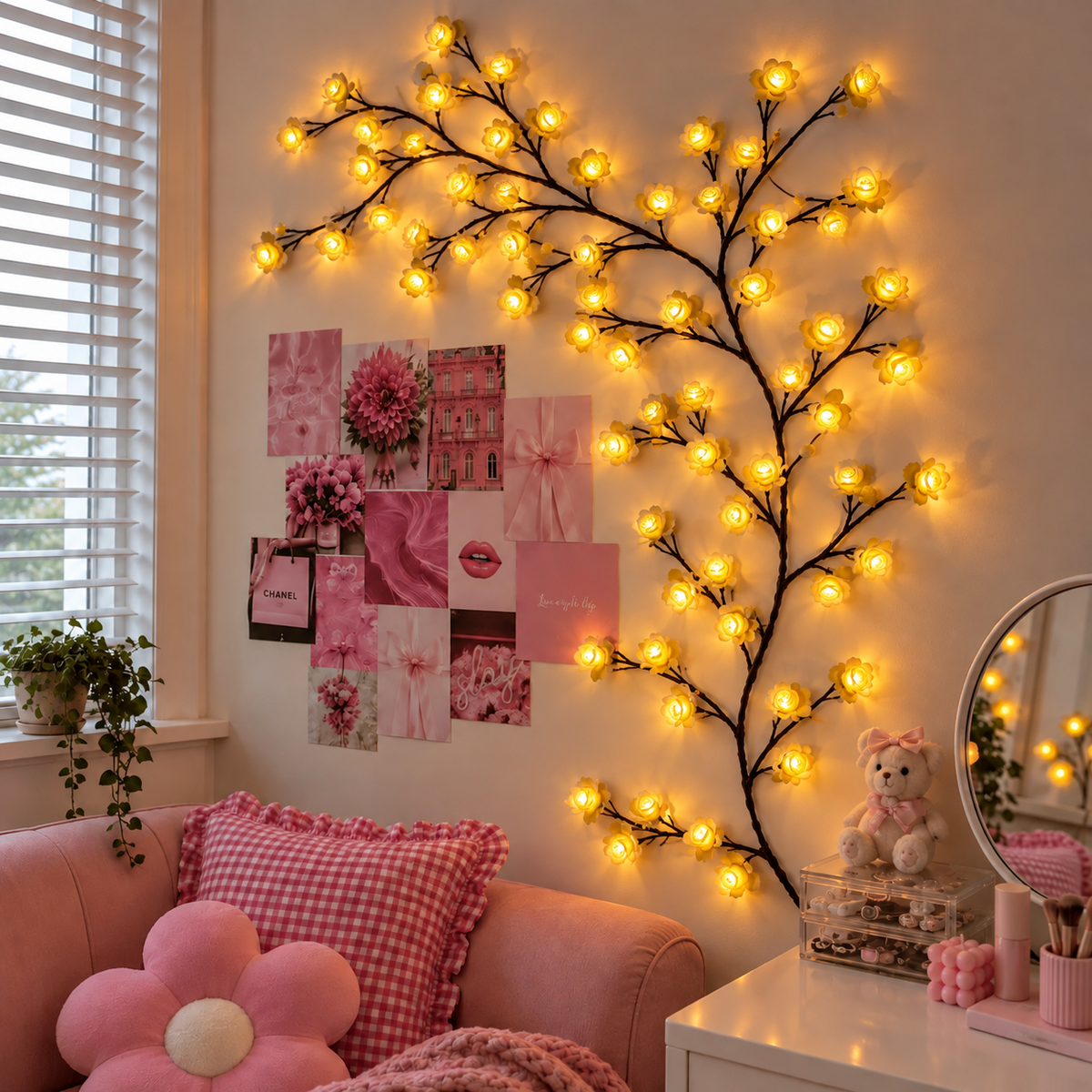 MEMORIES INSITE® YELLOW ROSE TREE BRANCH WALL LIGHT
