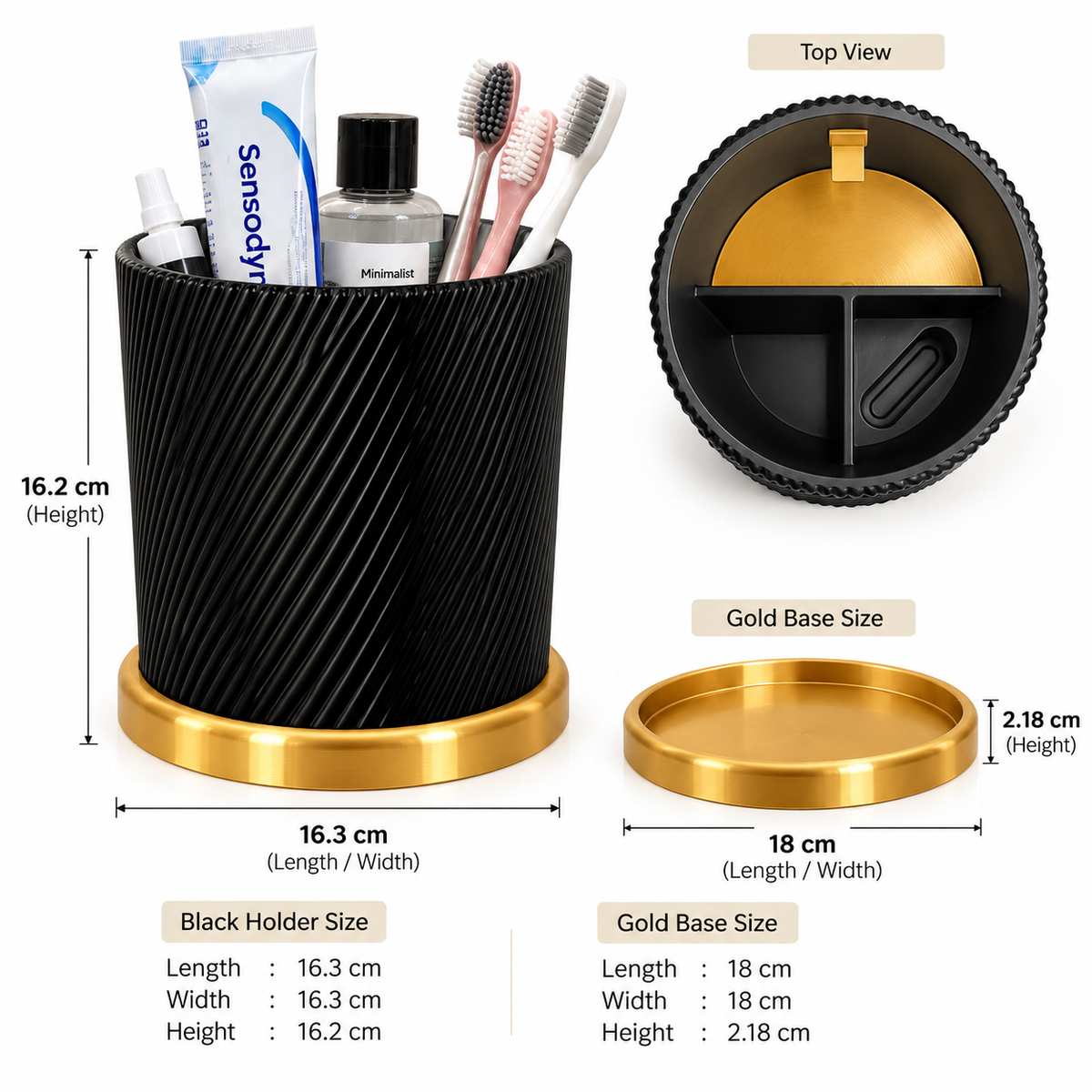 Rotating Bathroom Organizer | Multi-Purpose Toothbrush, Cosmetic & Countertop Storage Holder