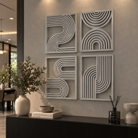 Modern Abstract Wall Decor | Geometric Line Art Wall Panels | Decorative Home Wall Art