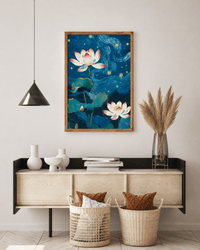 Lotus Night Serenity Canvas Wall Art Painting - Memories InsiteLOTUS NIGHT SENERITY CANVAS - STRECHED