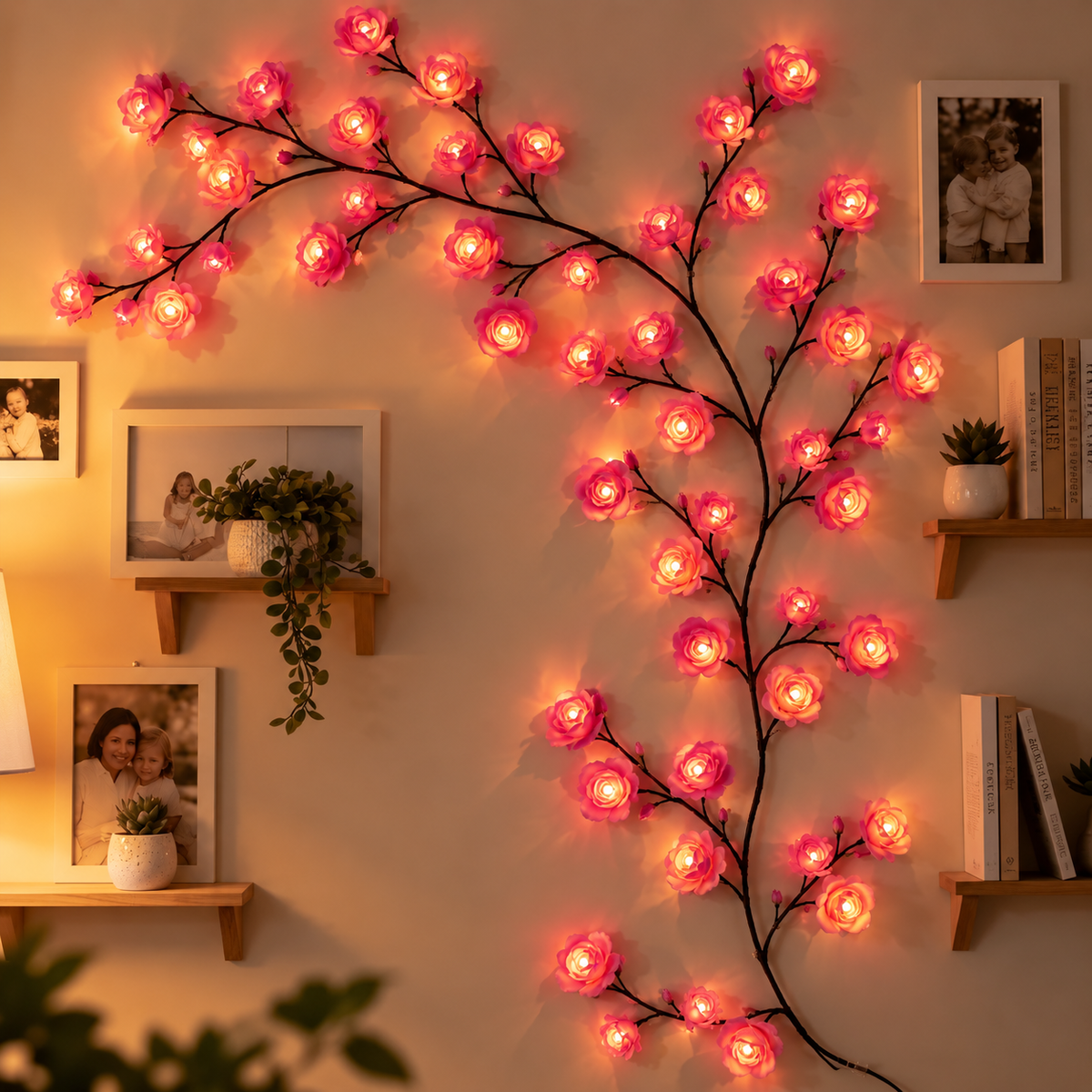 MEMORIES INSITE® PINK ROSE TREE BRANCH WALL LIGHT