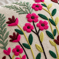 Wildflower Embroidered Cushion Covers with Tassels – Set of 2, 16 × 16 Inch