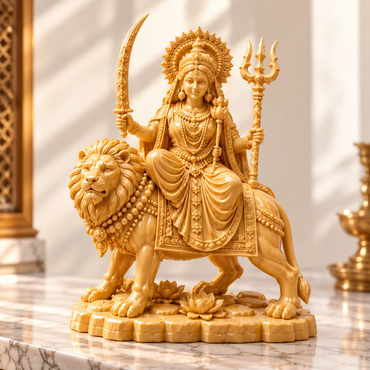 Goddess Durga Riding Lion Idol | Intricate Spiritual Home Décor | Pooja Mandir Showpiece