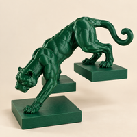 Black Panther Statue | Crouching Panther Figurine | Animal Sculpture for Home & Office Decor