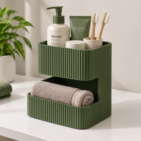 Storage Organizer with 2 Compartments | Multipurpose Countertop Organizer | Toiletry Holder