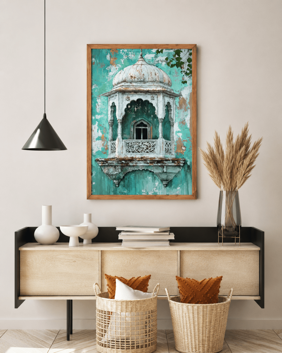 Vintage Jharokha Window Canvas Wall Art - Memories Insite
