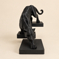 Black Panther Statue | Crouching Panther Figurine | Animal Sculpture for Home & Office Decor