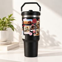 Personalised Photo Collage Tumbler with Handle, Love Message & Decorative Charms