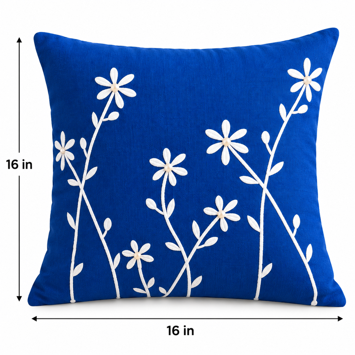 Blue Color Vine Embroidered Cushion Covers – Set of 2