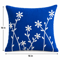 Blue Color Vine Embroidered Cushion Covers – Set of 2