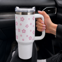 Pink Daisy Stainless Steel Tumbler with Charm |