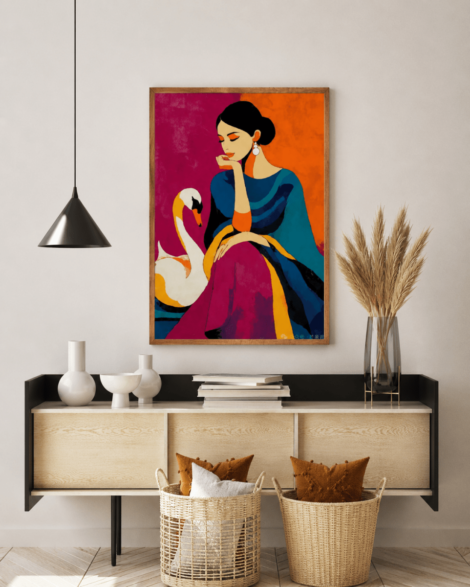 Elegant Lady with Swan Canvas Painting - Memories InsiteLADY WITH SWAN CANVAS - STRECHED