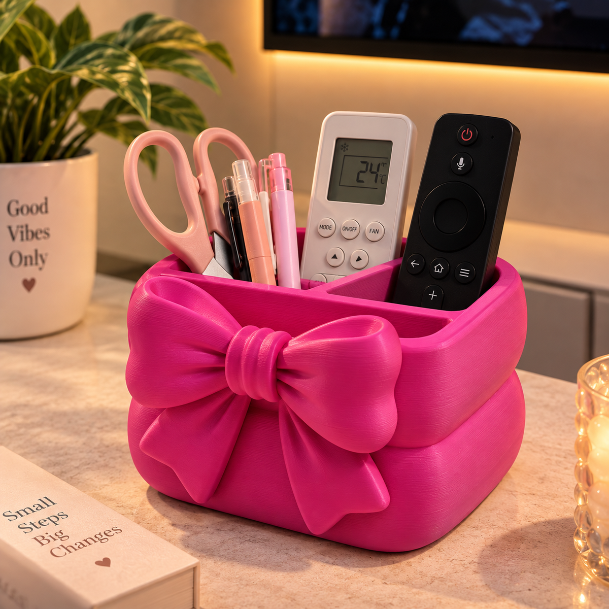Bow Design Desk Organizer | Multi-Purpose Holder | Tabletop Storage Organizer
