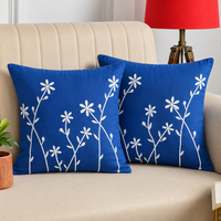 Blue Color Vine Embroidered Cushion Covers – Set of 2