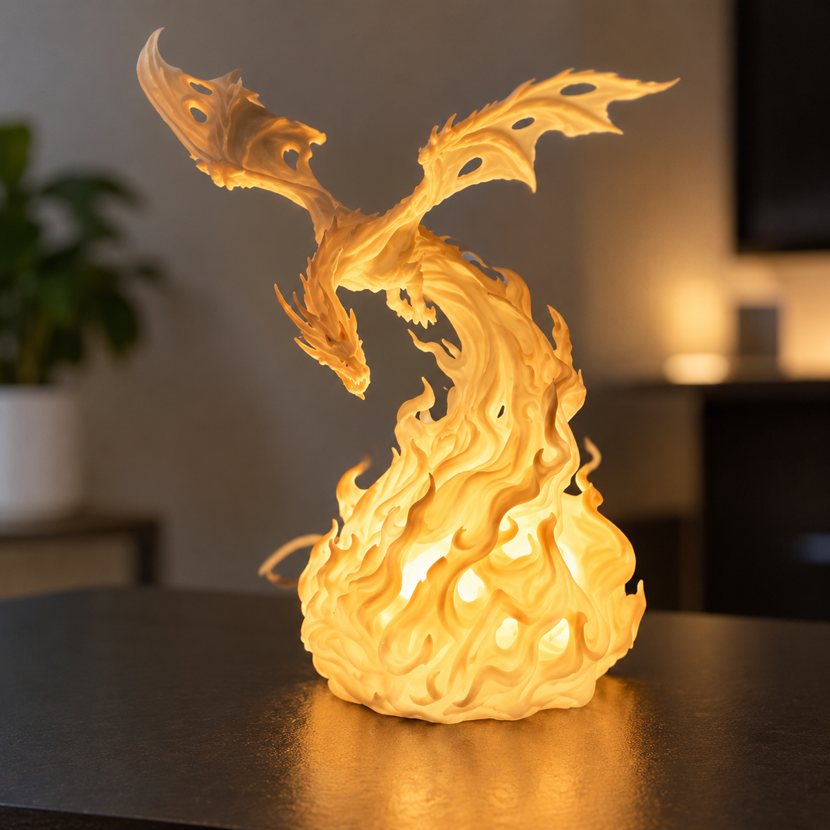 Dragon Flame Table Decor | Fantasy Dragon Decorative Showpiece | Mythical Home Décor