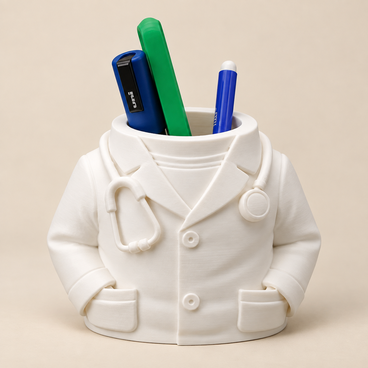 Doctor Coat Pen Stand | Cute Medical Desk Organizer | Doctor Themed Stationery Holder | Desk Decor