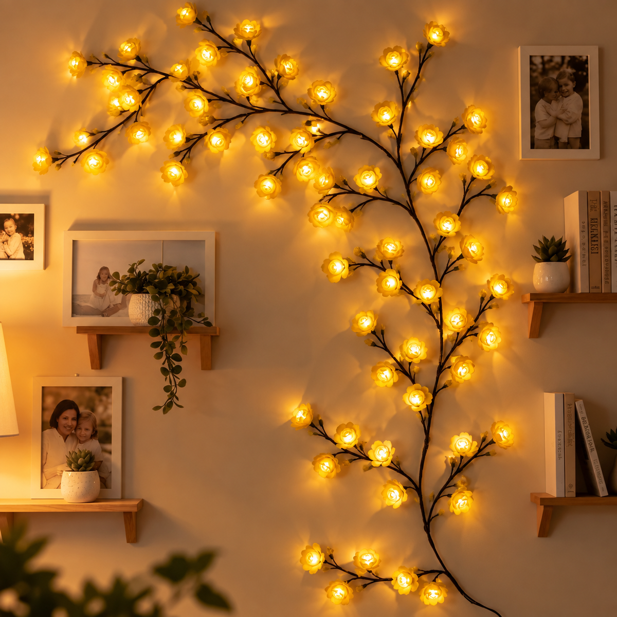 MEMORIES INSITE® YELLOW ROSE TREE BRANCH WALL LIGHT