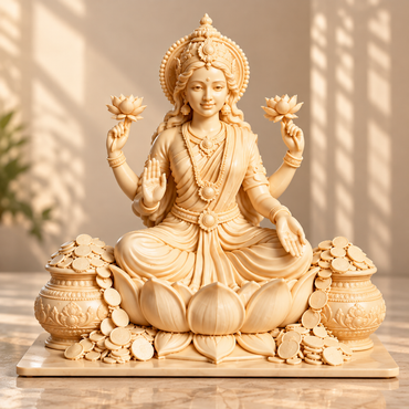 Goddess Lakshmi  Idol with Lotus & Coin Details | Spiritual Home Décor | Pooja Mandir