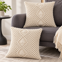Macrame Knot Cushion Covers – Set of 2, 16 × 16 Inch