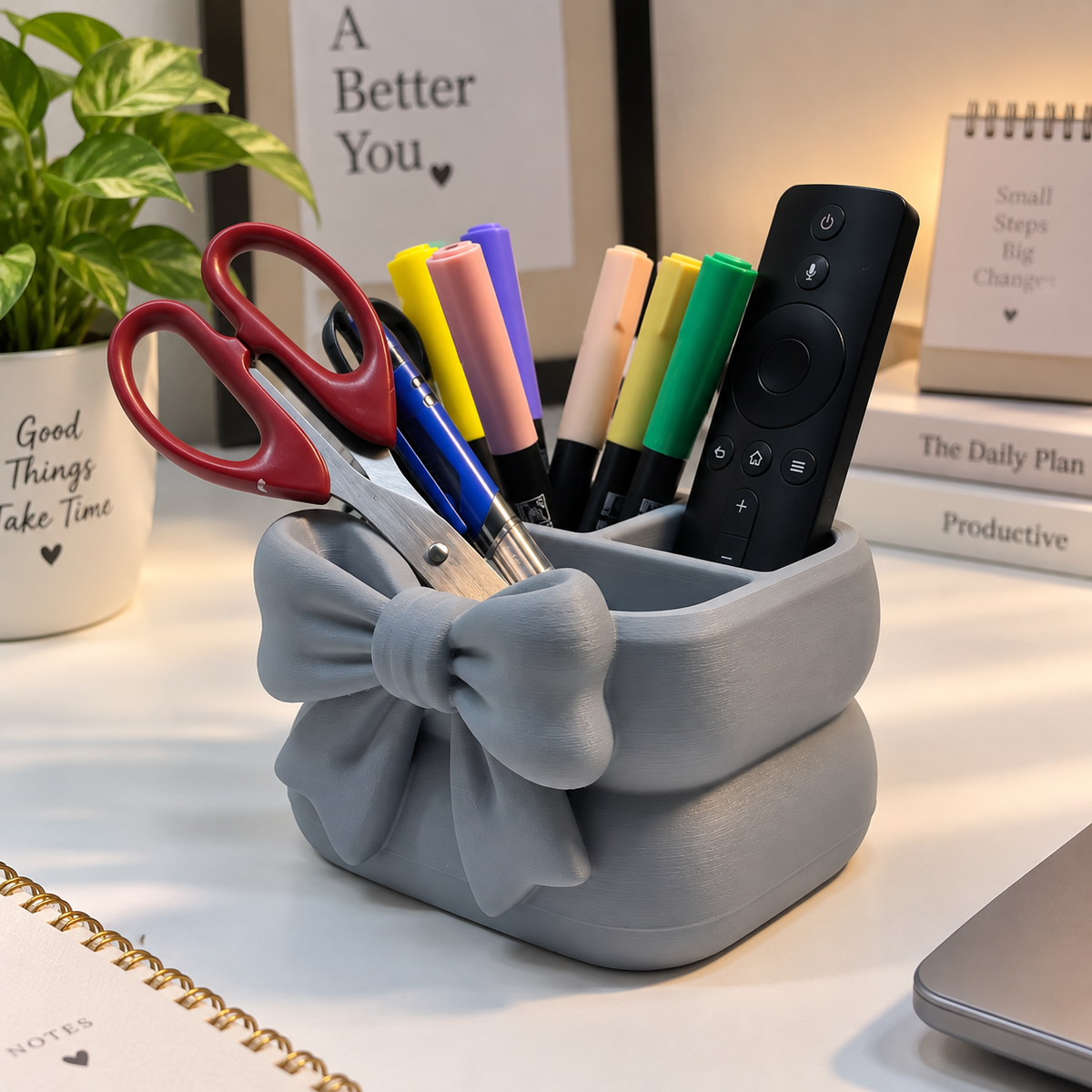 Bow Design Desk Organizer | Multi-Purpose Holder | Tabletop Storage Organizer