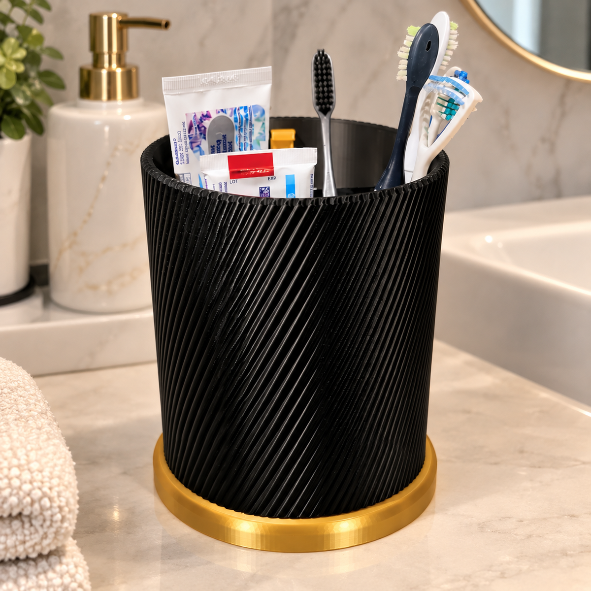 Rotating Bathroom Organizer | Multi-Purpose Toothbrush, Cosmetic & Countertop Storage Holder