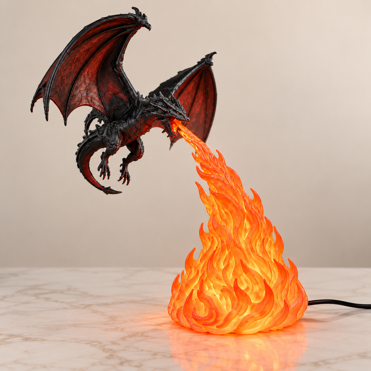 3D Dragon Flame Lamp | LED Dragon Night Light with Fire Effect | Fantasy Decor Lamp