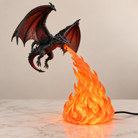 3D Dragon Flame Lamp | LED Dragon Night Light with Fire Effect | Fantasy Decor Lamp