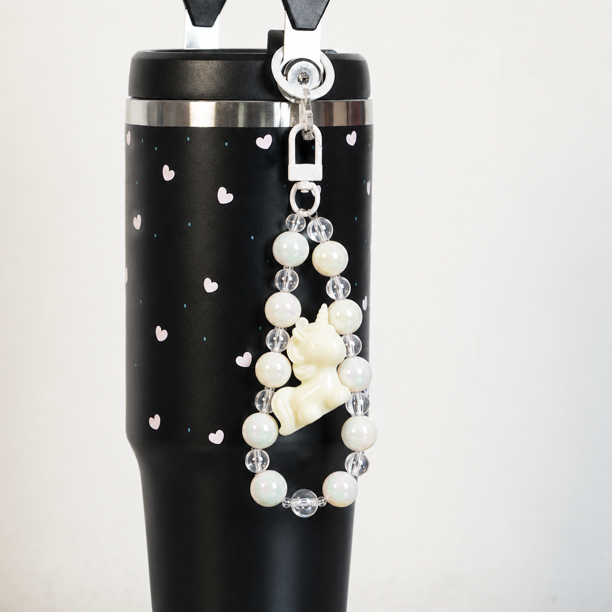 Aesthetic Heart Print Stainless Steel Tumbler with RANDOM DESIGN Charm