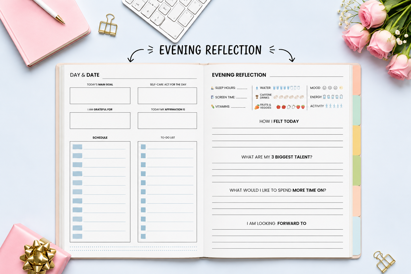 Self-Care Journal & Wellness Planner Daily Reflection