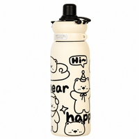 Happy Bear Stainless Steel Water Bottle - Memories InsiteHAPPY BLACK BEAR SHIPPER BOTTLE - 650 ML