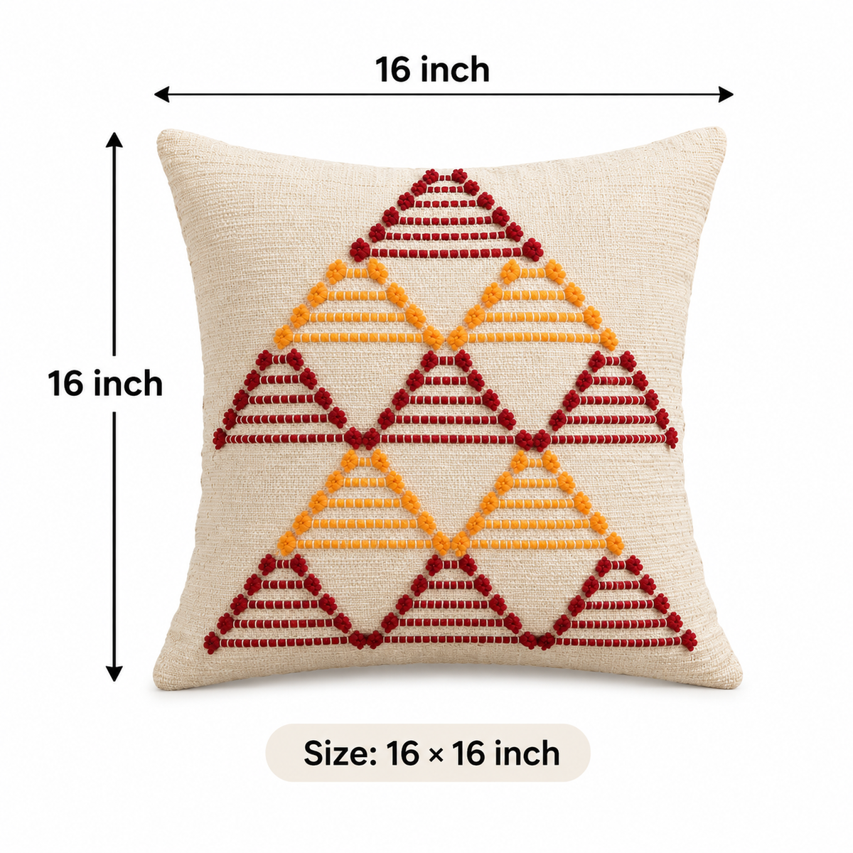 Red and Orange  Pattern Embroidered Cushion Covers for Sofa & Bed – Set of 2