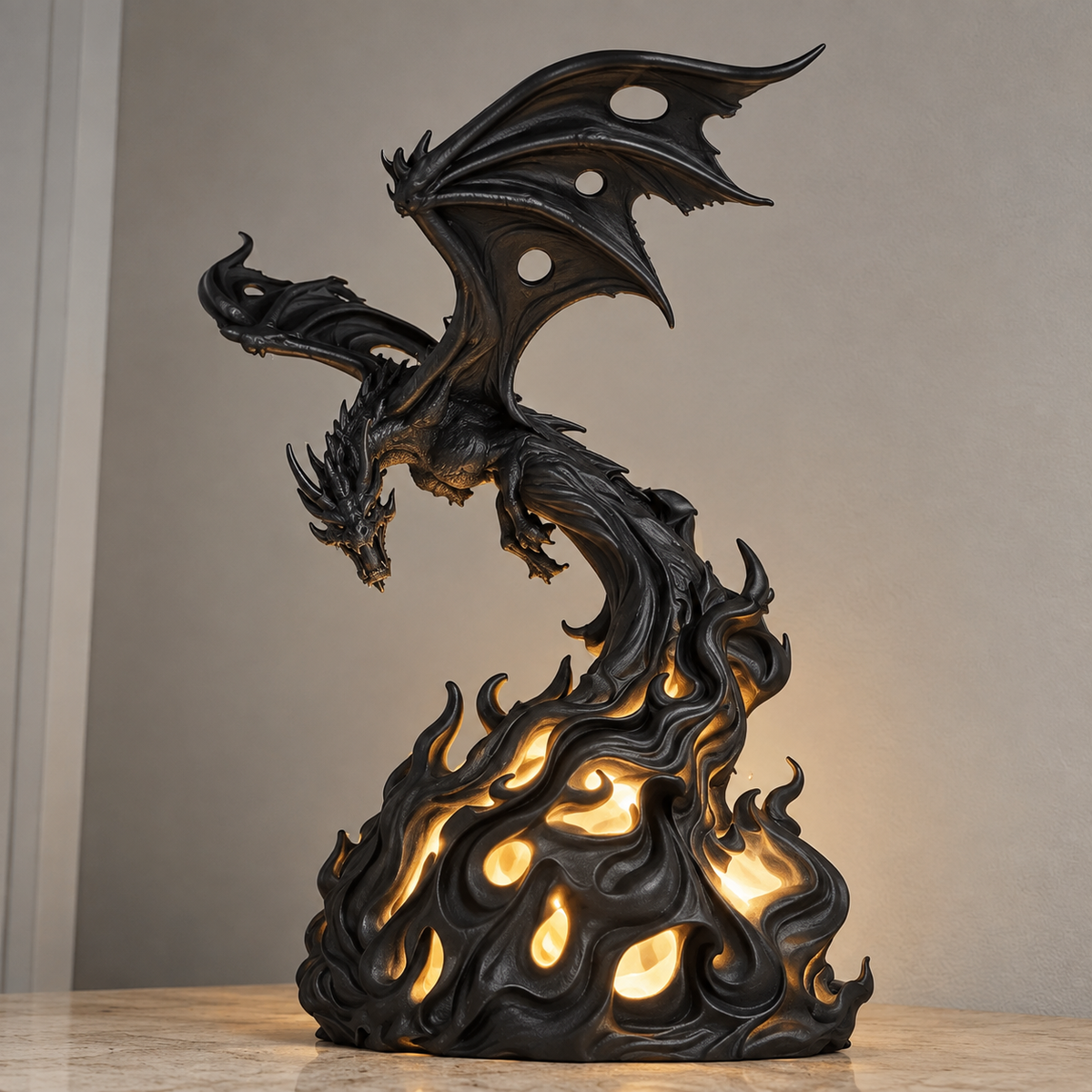 Dragon Flame Table Decor | Fantasy Dragon Decorative Showpiece | Mythical Home Décor