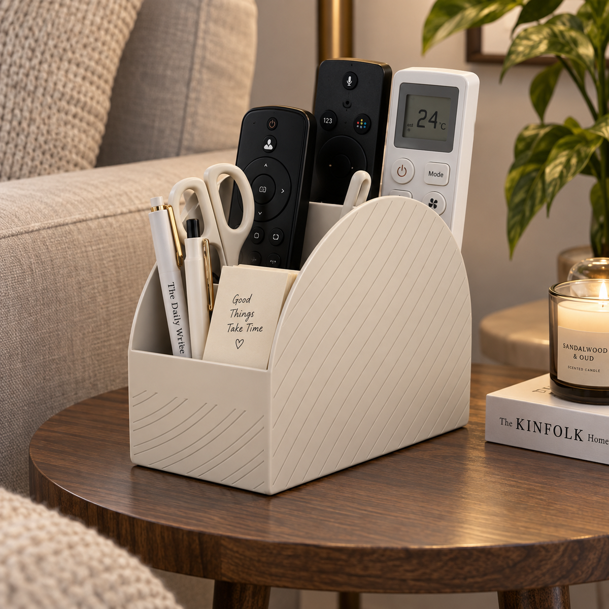 Remote Control Organizer | TV Remote Holder & Desk Storage Stand | Multi-Compartment Organizer