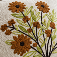 Sunflower Bouquet Embroidered Cushion Covers – Set of 2, 16 × 16 Inch
