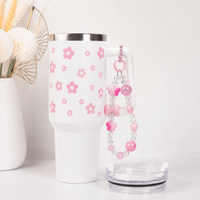 Pink Daisy Stainless Steel Tumbler with Charm |