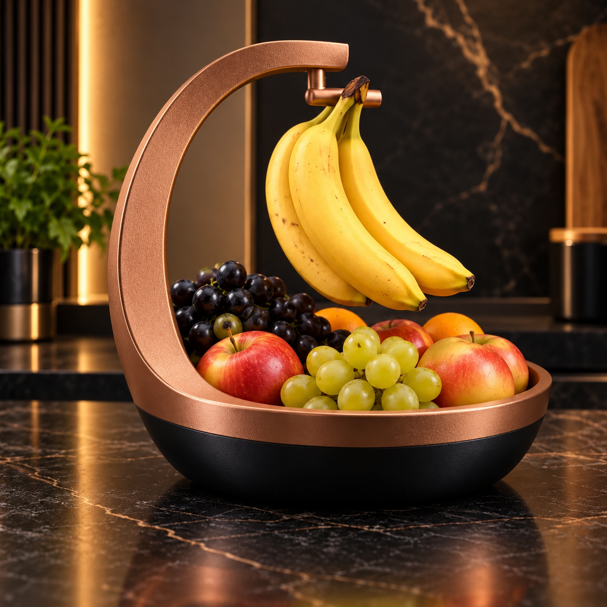 Banana Holder with Fruit Bowl | Hanging Banana Stand & Multi-Purpose Fruit Storage Basket
