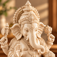 Lord Ganesh Idol with Dual Diya Holders | Intricate Spiritual Home Décor | Pooja Mandir Showpiece