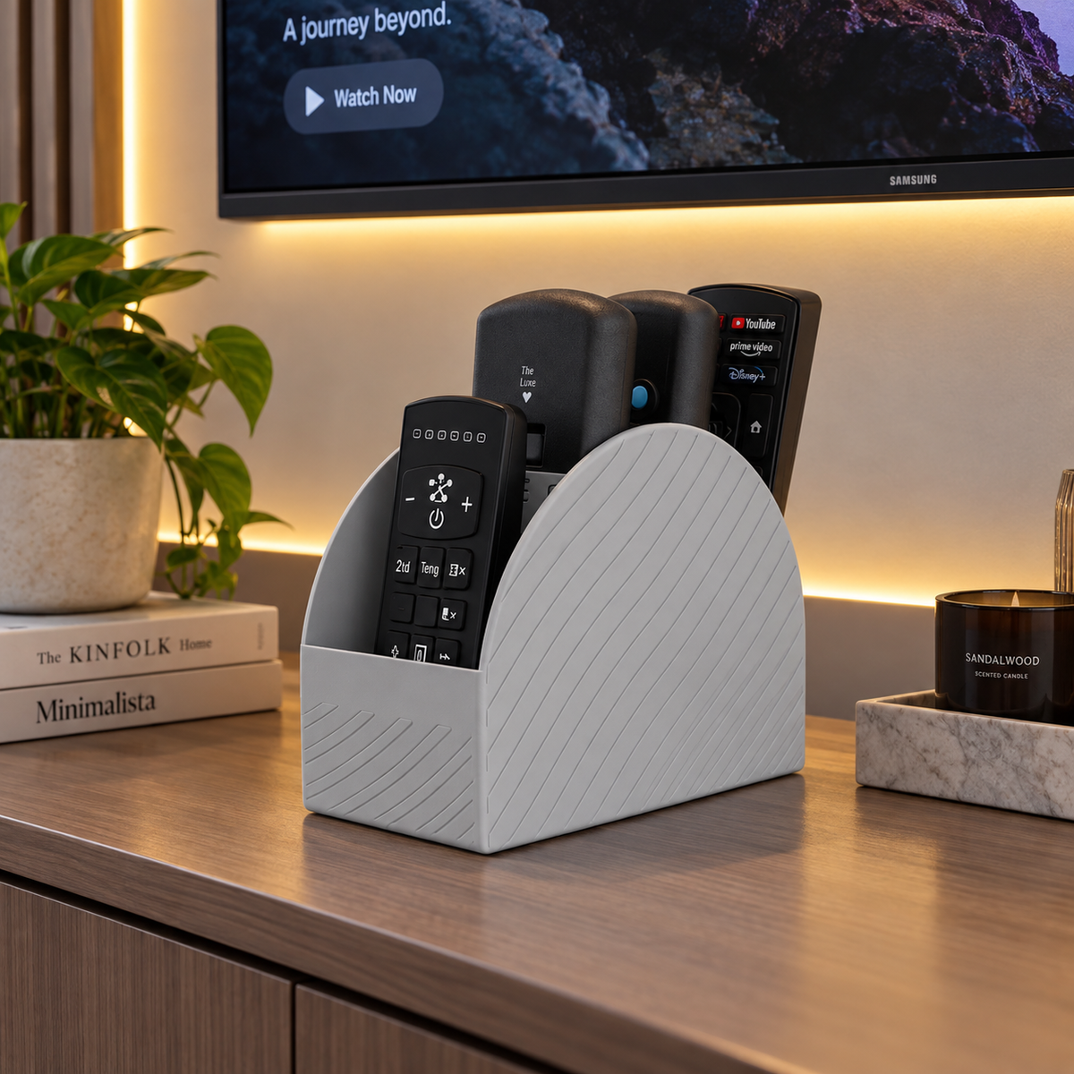 Remote Control Organizer | TV Remote Holder & Desk Storage Stand | Multi-Compartment Organizer