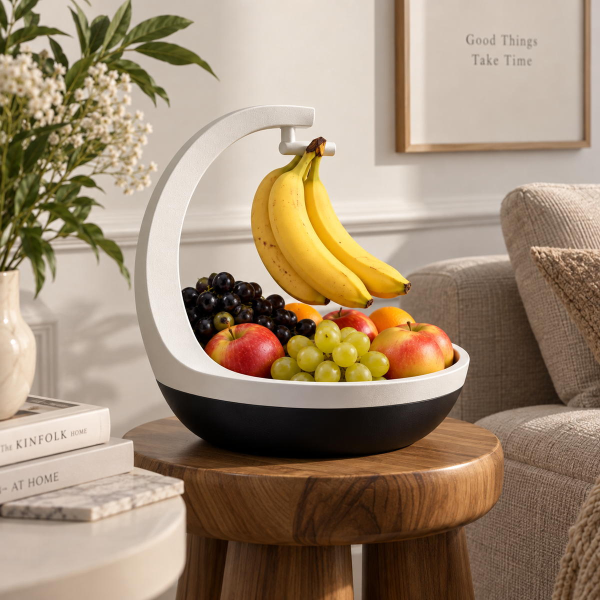 Banana Holder with Fruit Bowl | Hanging Banana Stand & Multi-Purpose Fruit Storage Basket