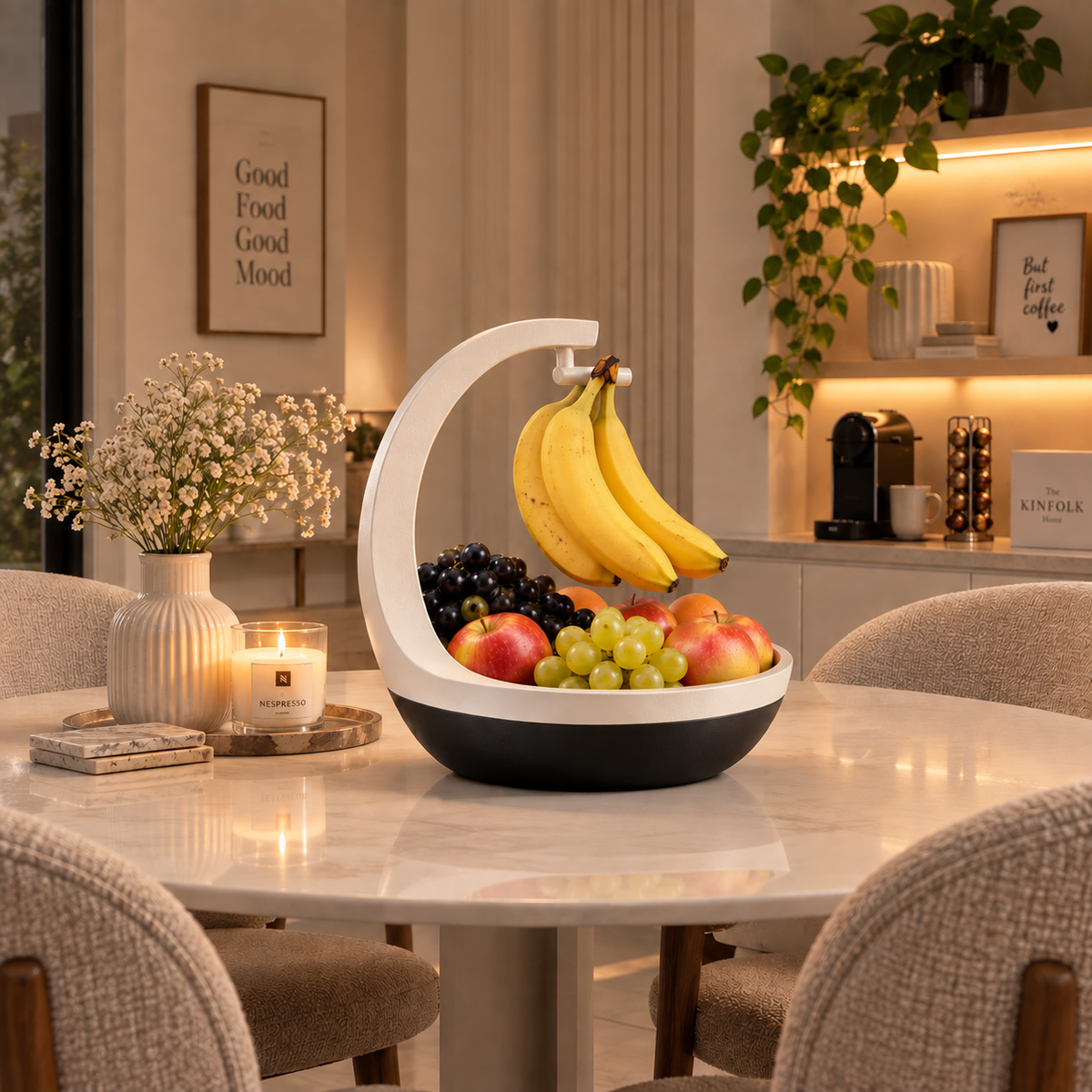 Banana Holder with Fruit Bowl | Hanging Banana Stand & Multi-Purpose Fruit Storage Basket