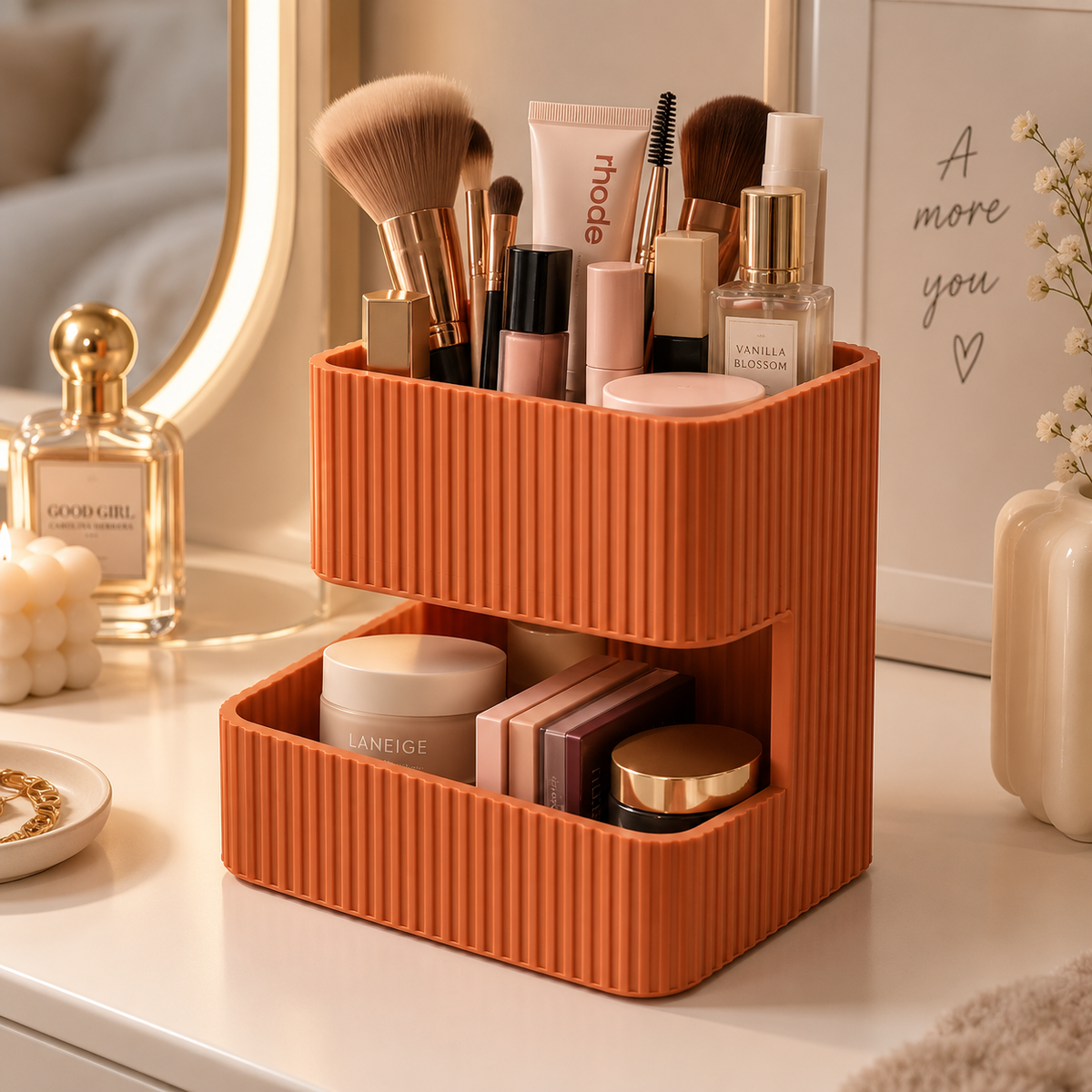 Storage Organizer with 2 Compartments | Multipurpose Countertop Organizer | Toiletry Holder