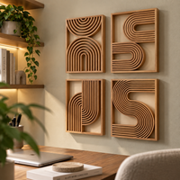 Modern Abstract Wall Decor | Geometric Line Art Wall Panels | Decorative Home Wall Art