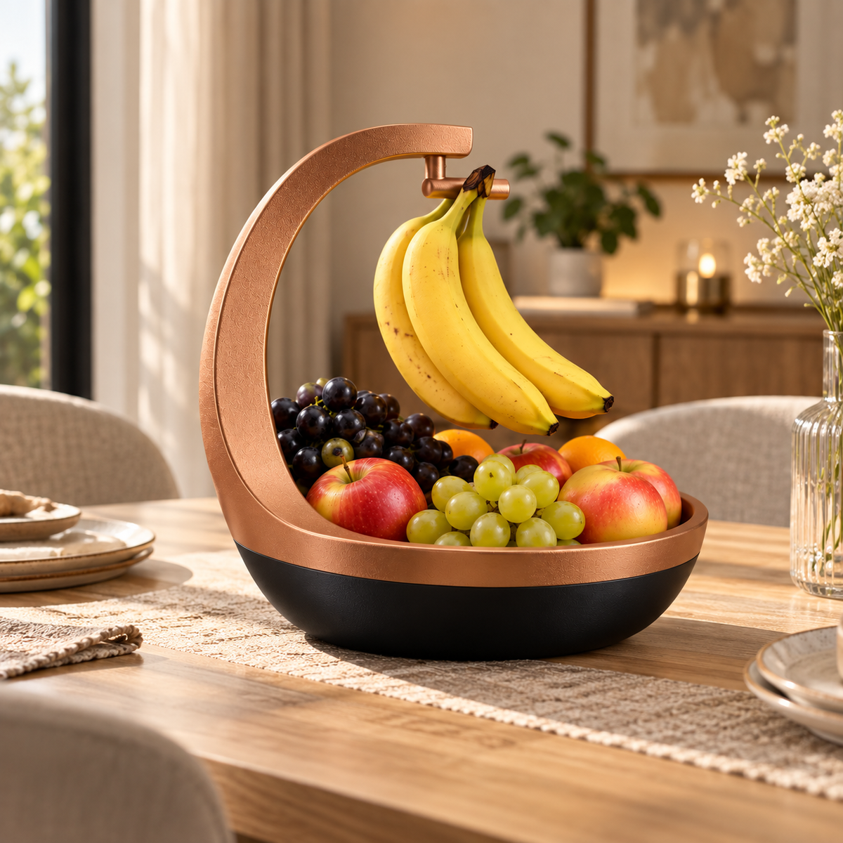 Banana Holder with Fruit Bowl | Hanging Banana Stand & Multi-Purpose Fruit Storage Basket