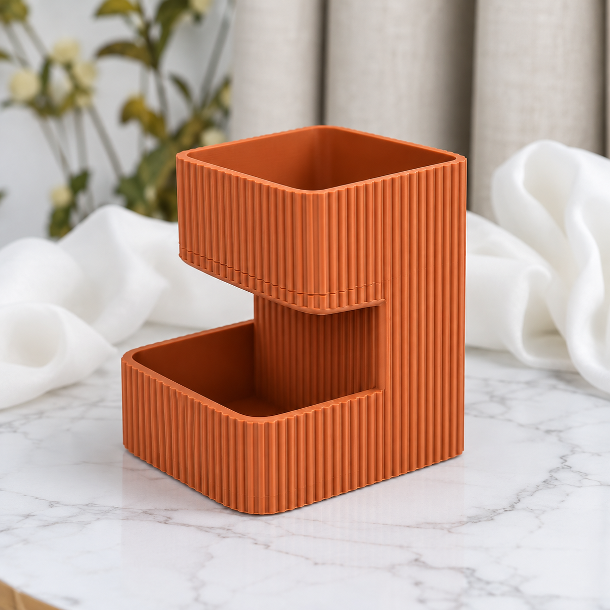 Storage Organizer with 2 Compartments | Multipurpose Countertop Organizer | Toiletry Holder