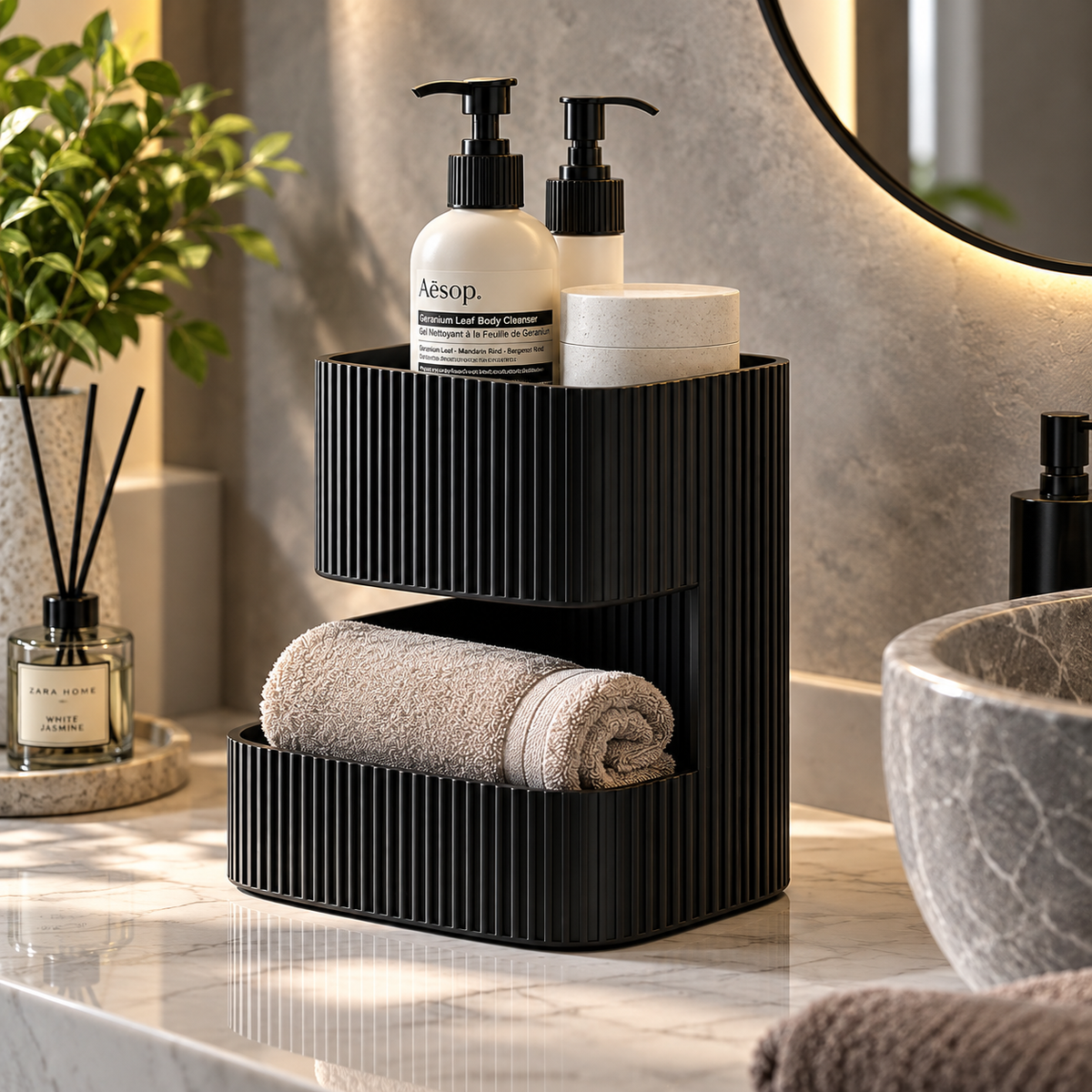 Storage Organizer with 2 Compartments | Multipurpose Countertop Organizer | Toiletry Holder