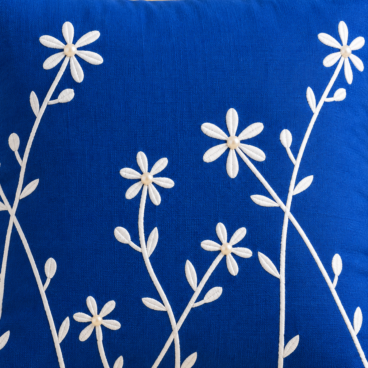 Blue Color Vine Embroidered Cushion Covers – Set of 2