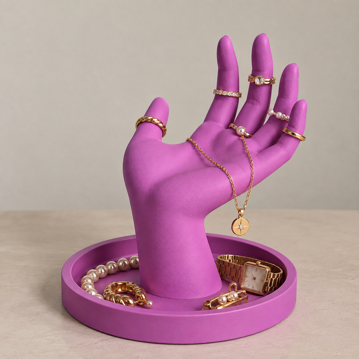 Hand Shaped Jewelry Holder | Ring Holder & Jewelry Organizer | Hand Sculpture Tray for Dressing Table