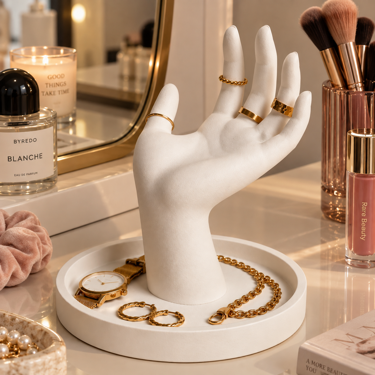 Hand Shaped Jewelry Holder | Ring Holder & Jewelry Organizer | Hand Sculpture Tray for Dressing Table
