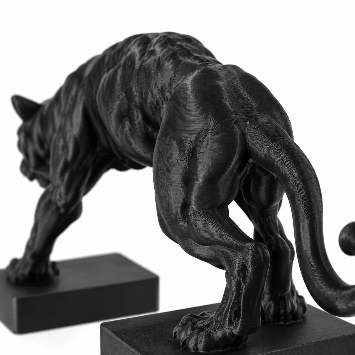 Black Panther Statue | Crouching Panther Figurine | Animal Sculpture for Home & Office Decor