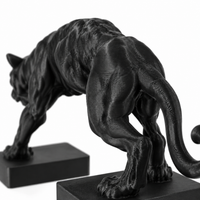 Black Panther Statue | Crouching Panther Figurine | Animal Sculpture for Home & Office Decor